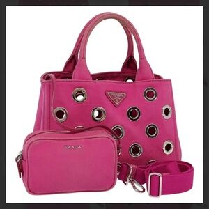 Prada Pink and Silver Crossbody Bag And Pouch